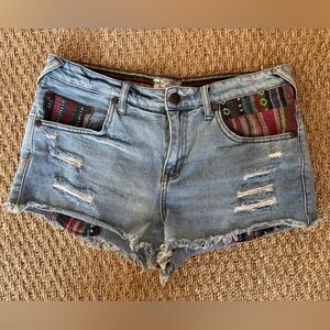 Free People | Denim Shorts with Multicolor Trim